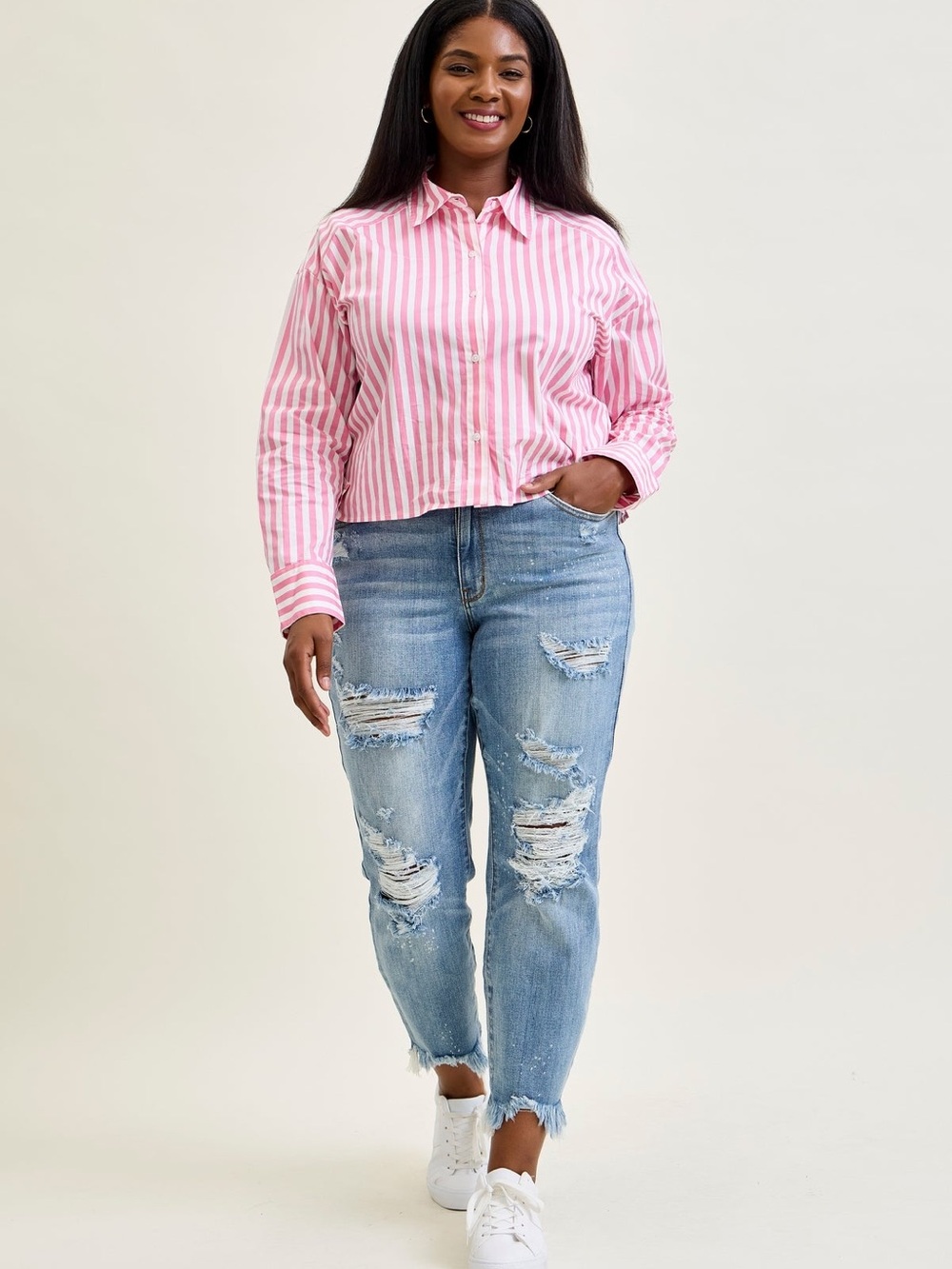 Judy Blue Light Blue Distressed Boyfriend Jeans